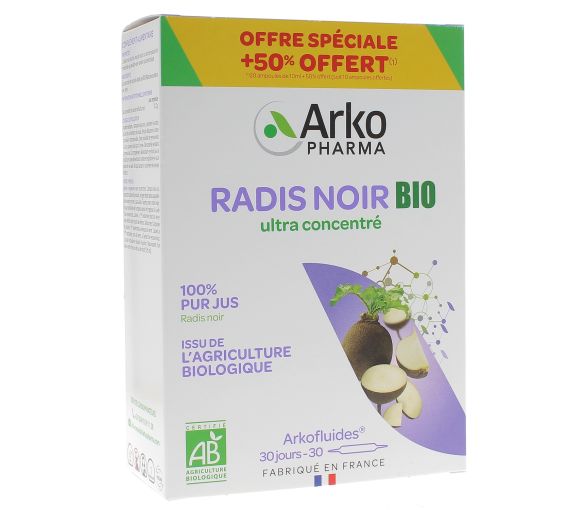 Arkofluides Schwarzer Rettich bio Arkopharma - Schachtel mit 20 Ampullen + 10 geschenkt - image 1