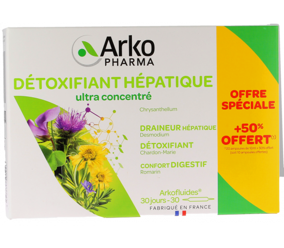 Arkofluides entgiftende Leber Arkopharma - 20 Ampullen + 10 Ampullen geschenkt - image 1
