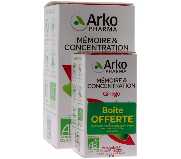 Arkogélules Ginkgo bio Arkopharma - Packung mit 150 Kapseln + 45 Kapseln gratis - image 1
