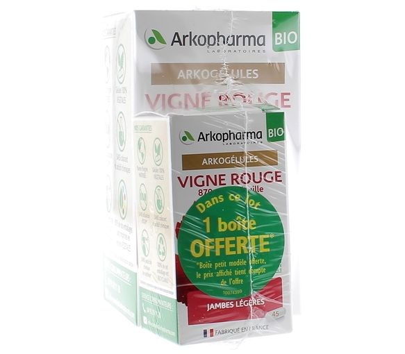 Arkogélules Bio Rote Weinrebe Arkopharma - Packung mit 150 Kapseln + 45 Kapseln gratis