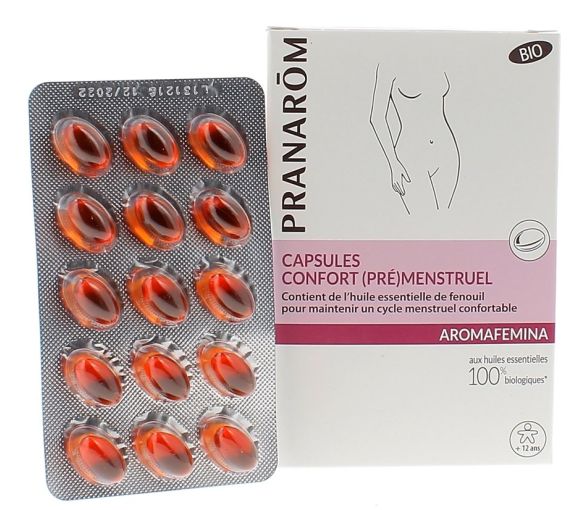 Aromafemina Kapseln für (prä)menstruellen Komfort Pranarôm - 1 Schachtel mit 30 Kapseln