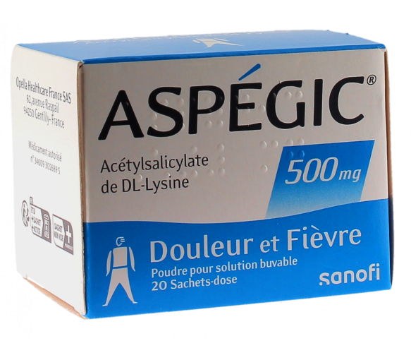 Aspegic 500mg Pulver zur Herstellung einer Lösung zum Einnehmen in Einzeldosisbeuteln - Packung mit 20 Beuteln - image 1