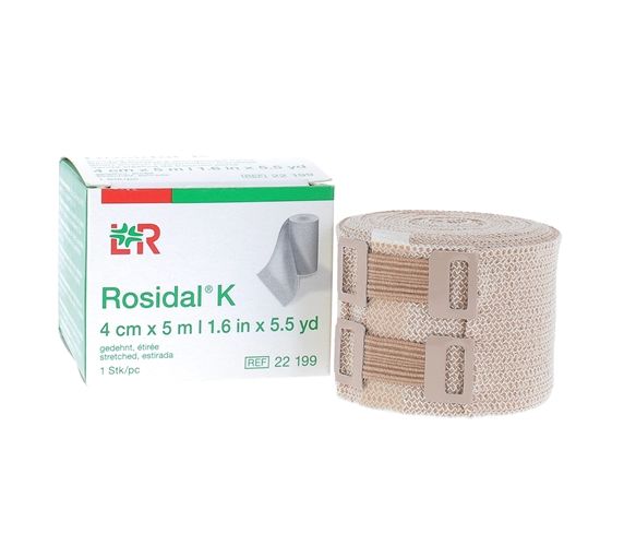 Kurze Dehnungsbandage Rosidal K Lohmann & Rauscher - eine Bandage von 4 cm x 5 m