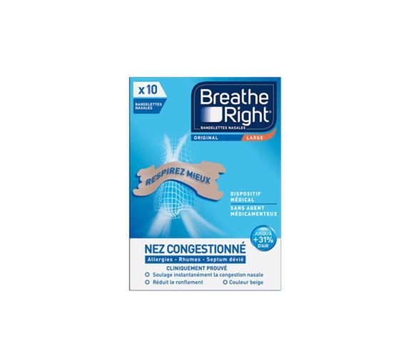 Original Breathe Right Nasenstreifen - Packung mit 10 Stück