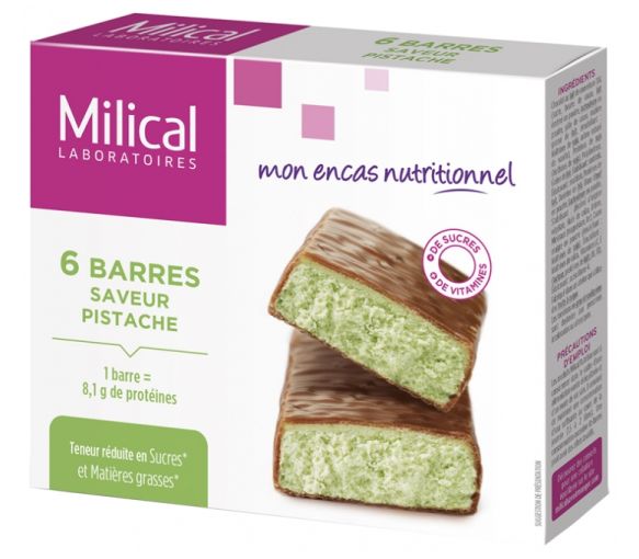Milical Proteinriegel mit Pistaziengeschmack - Packung mit 6 Riegeln - image 1