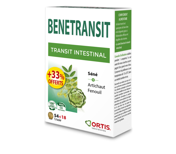 Bénétransit Intestinaltransit Ortis - Packung mit 54 Tabletten + 18 Tabletten gratis