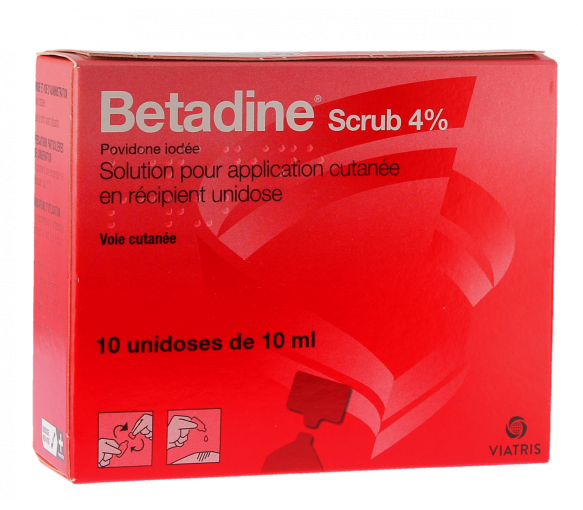 Betadine Scrub 4% Lösung zur kutanen Anwendung - Packung mit 10 Einzeldosen à 10 ml - image 1