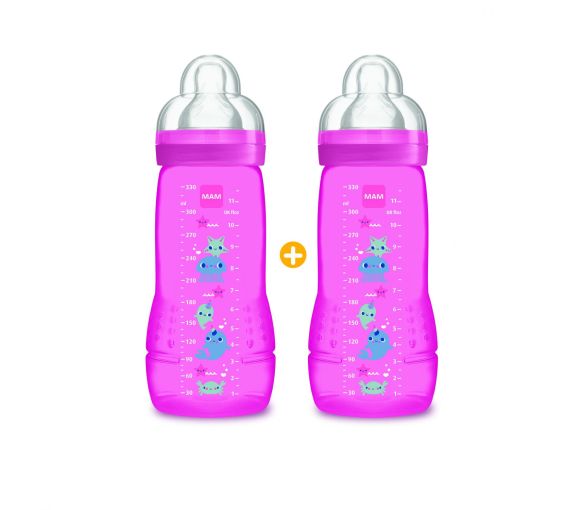 Rosa Easy Active Flasche 2. Alter 6 Monate + Mam - 2 Flaschen à 330 ml