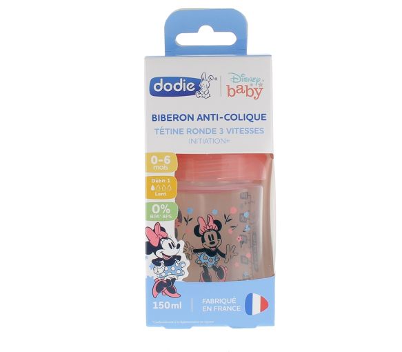 Anti-Kolik-Flasche Disney Baby Minnie 3 Geschwindigkeiten Durchfluss 1 0-6 Monate Dodie - Flasche mit 150ml