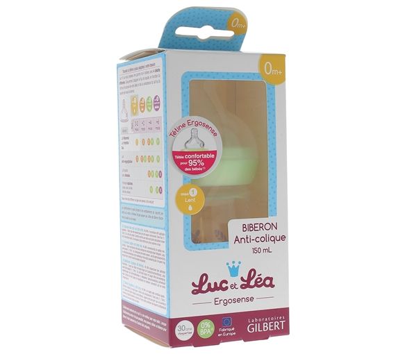 Ergosense Anti-Kolik-Flasche 0 Monate und älter Luc und Léa - eine Flasche mit 150 ml - image 1