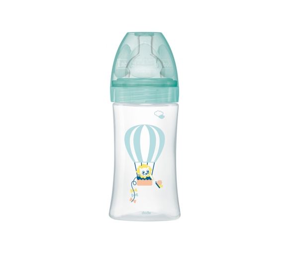 Anti-Kolik-Flasche mit flachem Sauger 0-6 Monate Dodie - eine Flasche mit 270ml