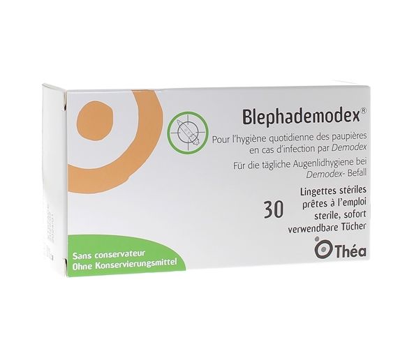Blephademodex feuchte Tücher Augenlid-Hygiene Théa - Packung mit 30 Tüchern