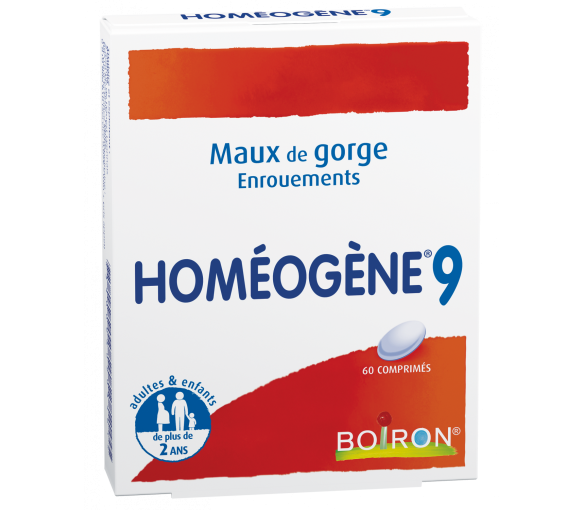 Homöogene 9 Tabletten Halsschmerzen Boiron - Packung mit 60 Tabletten