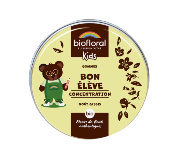 Guter Schüler Konzentration Kinder Geschmack schwarze Johannisbeere Biofloral - Dose mit 45 Gummis