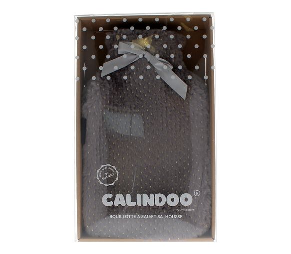 Wasserflasche mit glänzendem grauem Bezug Calindoo - 2L Wärmflasche