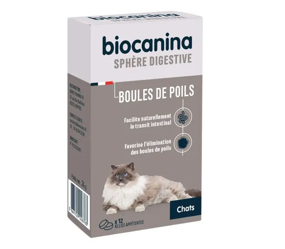Biocanina Haarballen Verdauungskugeln für Katzen - Packung mit 12 Gele