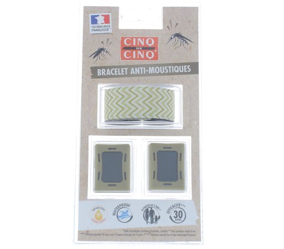 Mückenabwehrarmband Khaki Cinq sur Cinq - Ein Armband + 2 Nachfüllungen