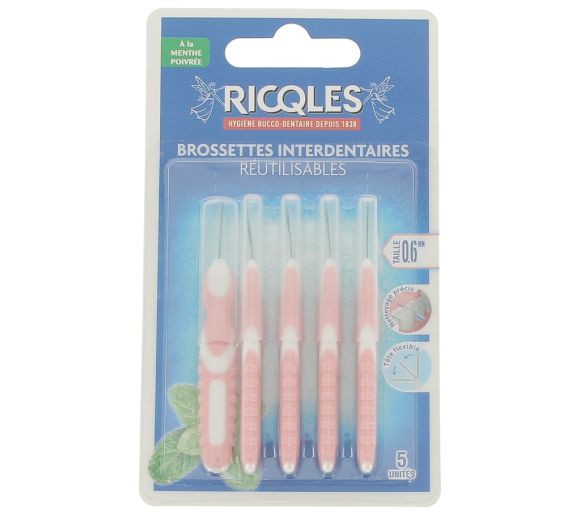 Interdentalbürsten 0,6 mm Ricqles - 5 wiederverwendbare Bürsten