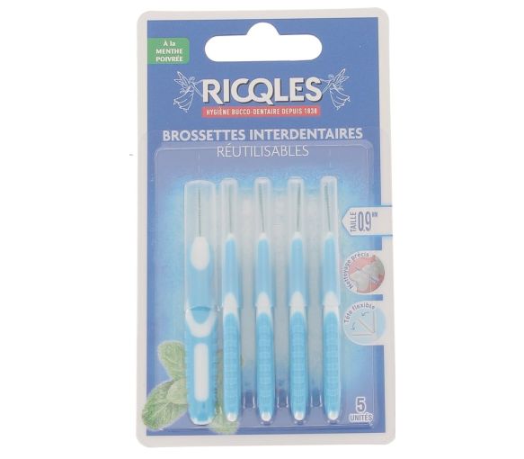 Interdentalbürsten 0,9 mm Ricqles - 5 wiederverwendbare Bürsten