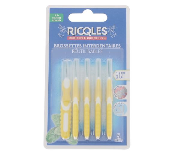 Interdentalbürsten 1,3 mm Ricqles - 5 wiederverwendbare Bürsten