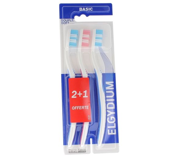 Zahnbürsten Basic Medium Elgydium - 3 Zahnbürsten