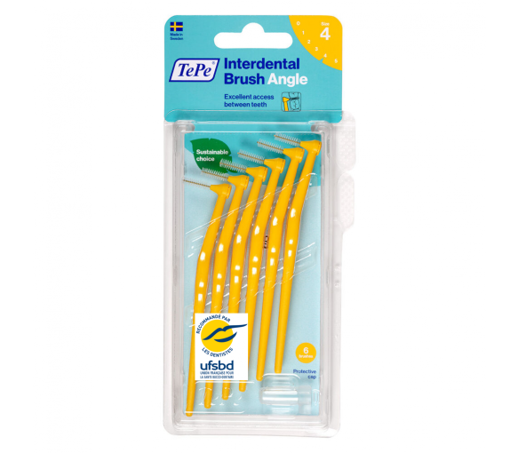 Interdentalbürsten gelb Winkelgröße 4 (0,7 mm) TePe - 6 Bürsten - image 1