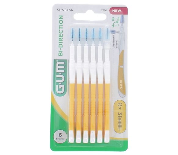 Antibakterielle Interdentalbürste Bi-direction 1,4 mm Gum - 6 Bürsten