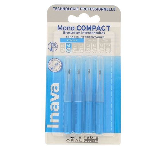 Interdentalbürsten Mono kompakt 0,8 mm ISO1 Inava - 4 Interdentalbürsten