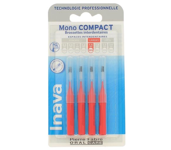 Interdentalbürsten Mono kompakt 1,5 mm ISO4 Inava - 4 Interdentalbürsten