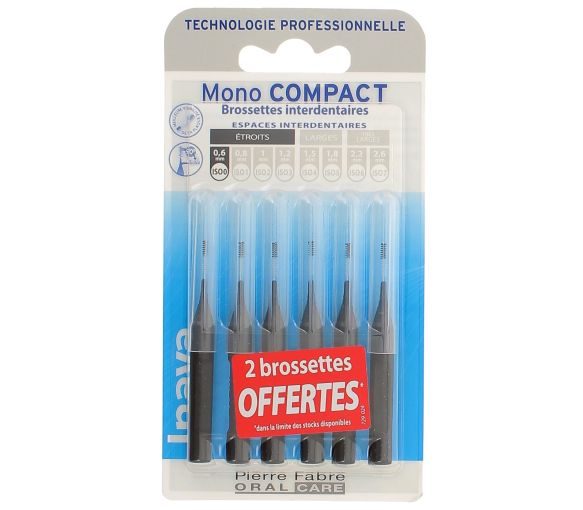 Monocompakte Interdentalbürsten 0,6 mm Inava - 6 Bürsten (4 + 2 gratis)