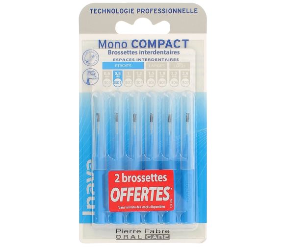 Interdentalbürsten Mono kompakt schmal 0,8 mm Inava - 6 Bürsten (4 + 2 gratis)