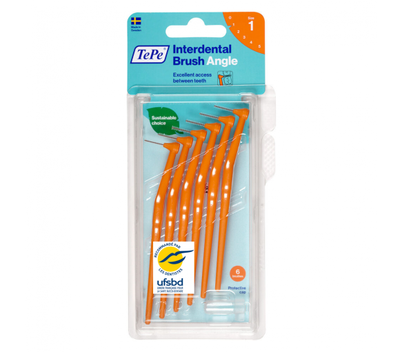 Interdentalbürsten orange Winkelgröße 1 (0,45 mm) TePe - 6 Bürsten - image 1