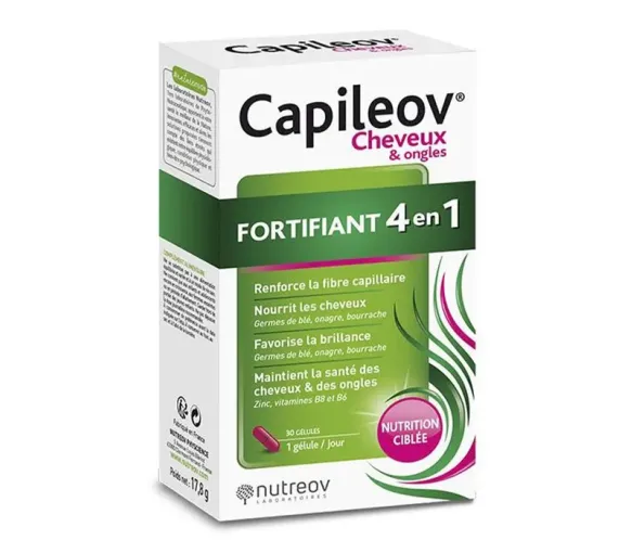 Capileov Stärkend 4 in 1 Haare und Nägel Nutreov - Packung mit 30 Kapseln