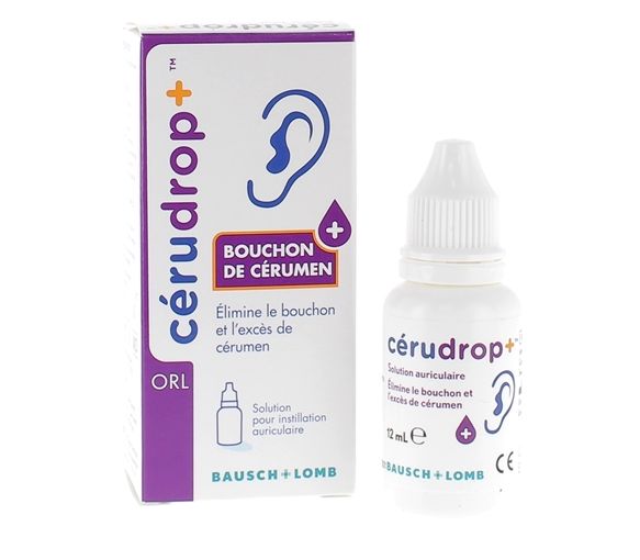 CeruDrop+ Ohrlösung gegen übermäßigen Cerumen Bausch Lomb - Flasche mit 12 ml