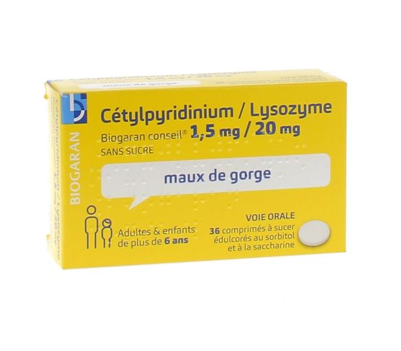Cetylpyridinium Lysozym 1,5 mg / 20 mg Biogaran - 36 Lutschtabletten