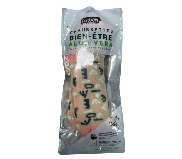 Wellness-Socken Aloe Vera rosa und beige SanoSoin - ein Paar Socken - image 1