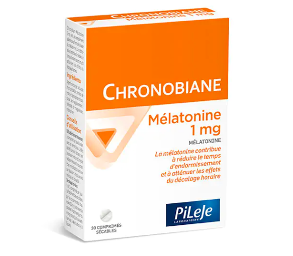 Chronobiane Melatonin 1mg Pileje - Packung mit 30 teilbaren Tabletten