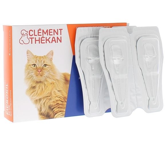 Fiprokil Katzen 50 mg Clément Thékan - Packung mit 4 Pipetten zu 0,50 ml