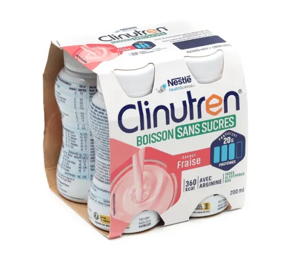 Clinutren Getränk ohne Zucker Erdbeere Nestlé - 4 Flaschen à 200 ml - image 1