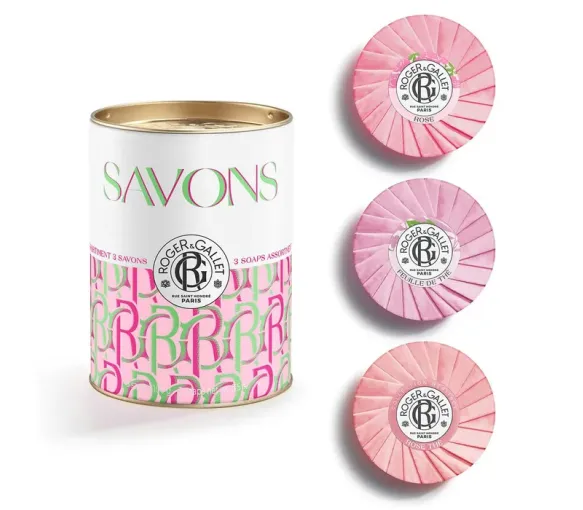 Geschenkset mit wohltuenden Seifen Tee-Blatt, Rose, Rosen-Tee Roger & Gallet - Box mit 3 Seifen à 100g - image 1