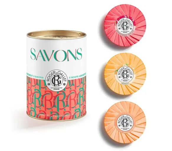 Geschenkset mit wohltuenden Seifen Ingwer Rot, Neroli, Nelke Mignardise Roger & Gallet - Box mit 3 Seifen à 100g - image 1
