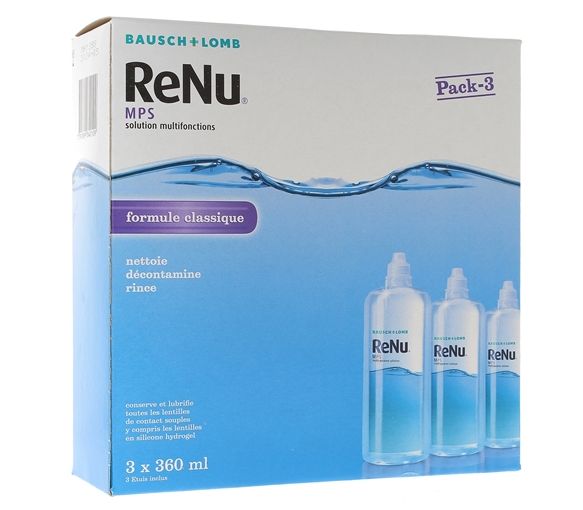 ReNu MPS Multifunktionslösung klassische Formel Bausch Lomb - 3er Pack mit 360 ml Flaschen + 3 Kontaktlinsenbehälter