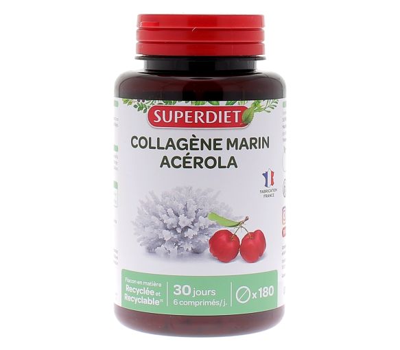 Marine Kollagen + Acerola Super Diet - Packung mit 180 Tabletten
