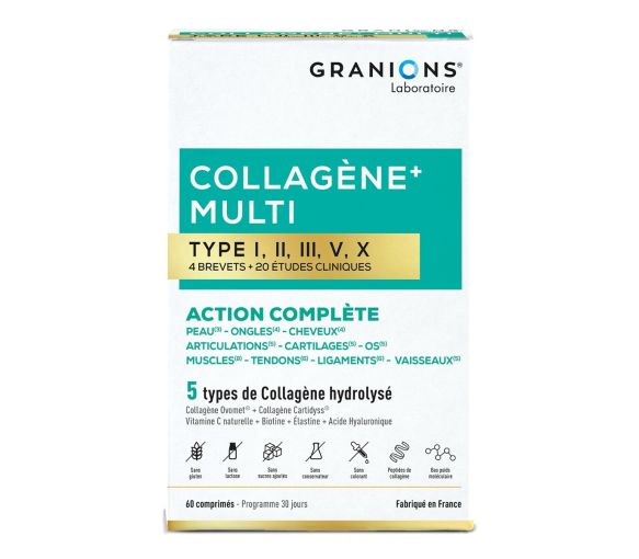 Kollagen + Multi Typ I, II, III, V, X Granions - Packung mit 60 Tabletten - image 1