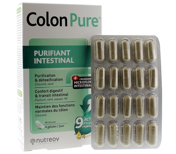 Colon Pure reinigende Darmflora Nutreov - Packung mit 40 Kapseln