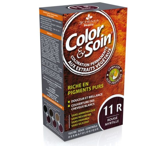 Farbe & Pflege permanente Haarfarbe Rot-Brombeere 11R Les 3 Chênes - 1 Set