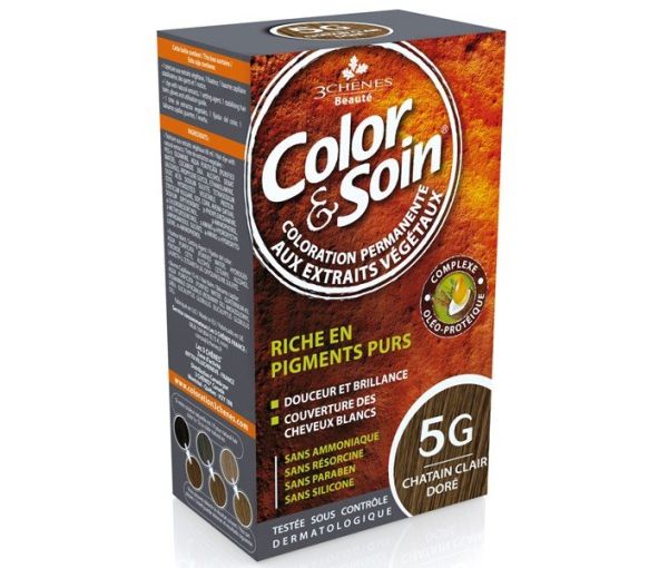 Farbe & Pflege permanente Haarfarbe Hellgoldbraun 5G Die 3 Eichen - 1 Set