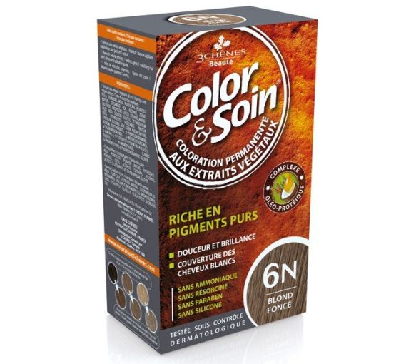 Farbe & Pflege permanente Haarfarbe Dunkelblond 6N Les 3 Chênes - 1 Set