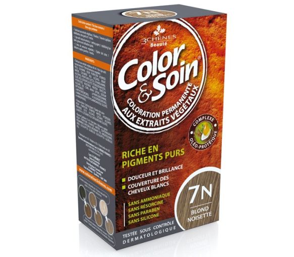Farbe & Pflege permanente Haarfarbe Haselnussblond 7N Les 3 Chênes - 1 Set
