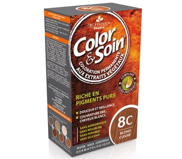 Farbe & Pflege permanente Haarfarbe Kupferblond 8C Les 3 Chênes - 1 Set